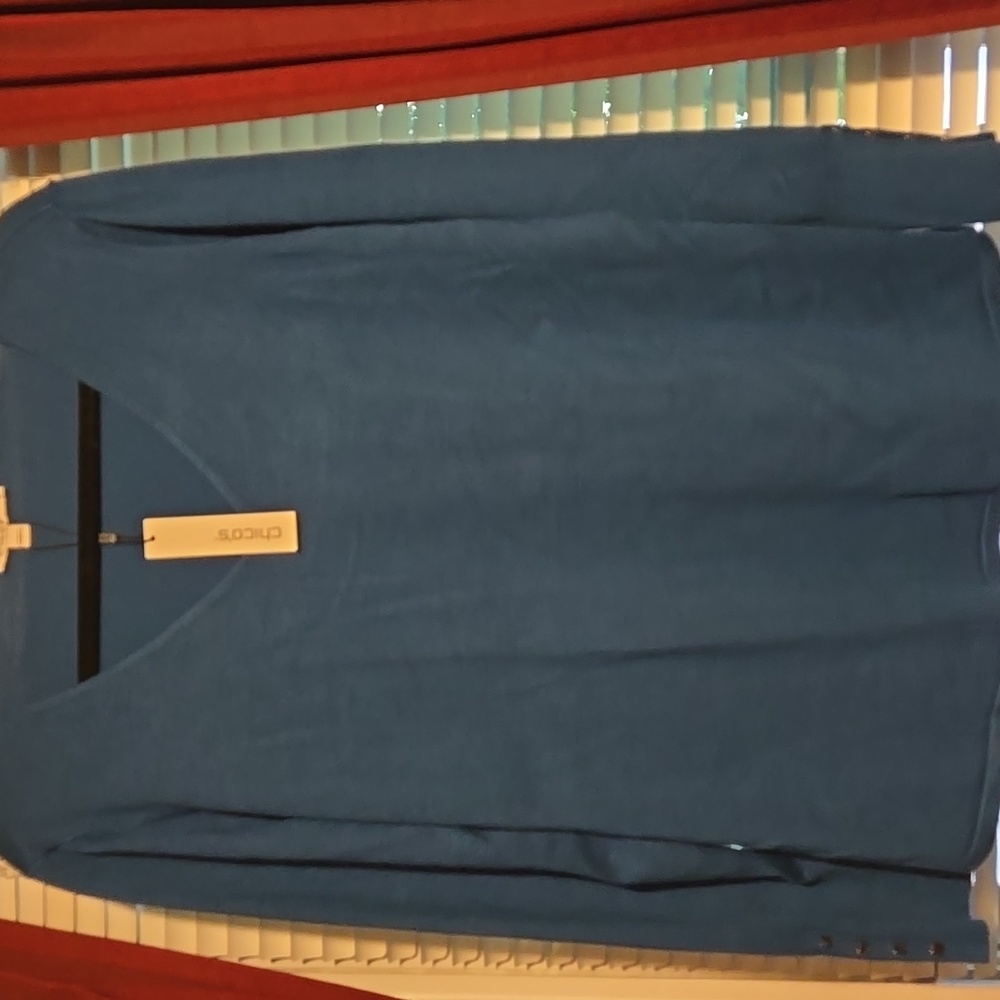 Chico's Scandi Blue V-Neck Pullover Sweater